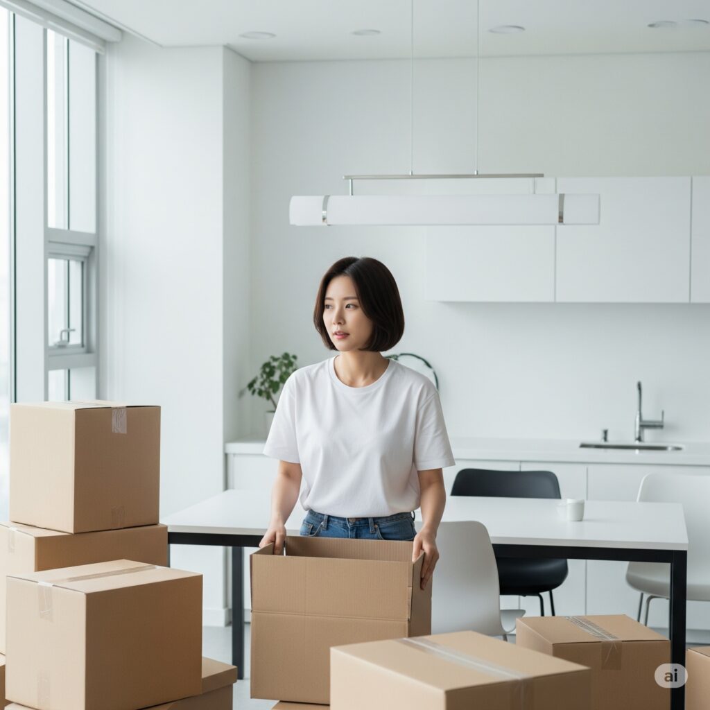 이사 후 전입신고를 고민하는 여성